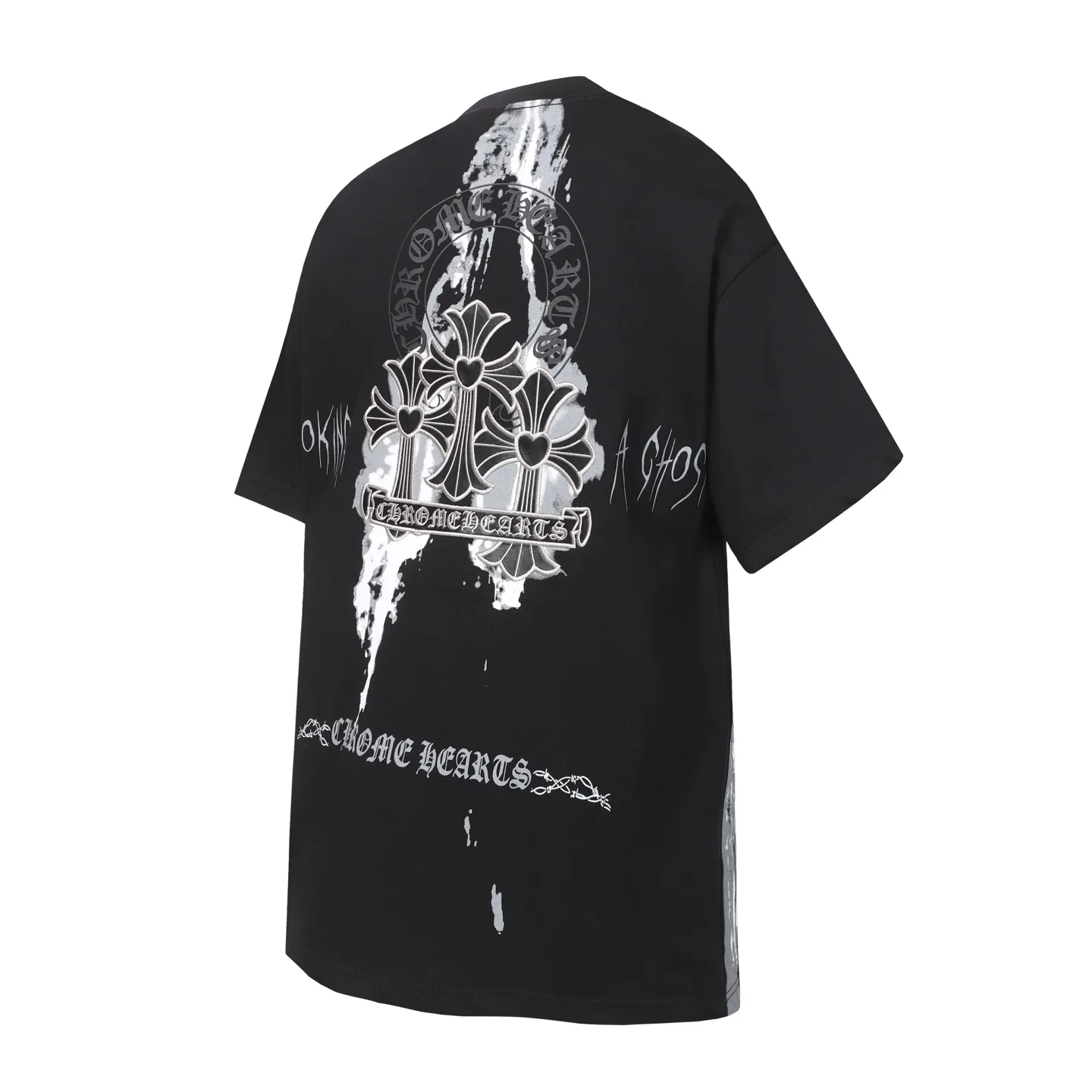 Cross Print Splatter Cotton T-Shirt D11014098 — view 3