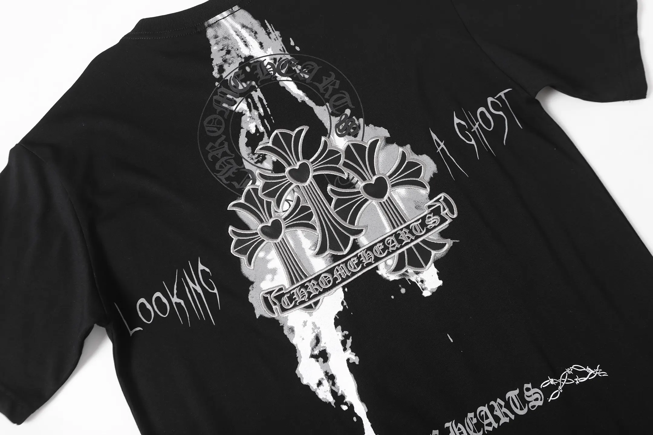 Cross Print Splatter Cotton T-Shirt D11014098 — view 6