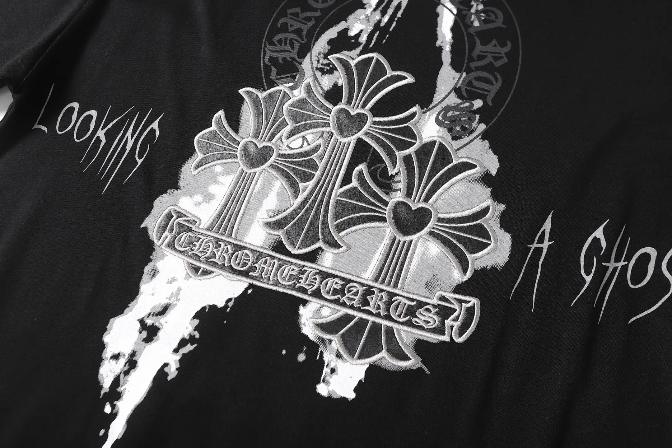 Cross Print Splatter Cotton T-Shirt D11014098 — view 7