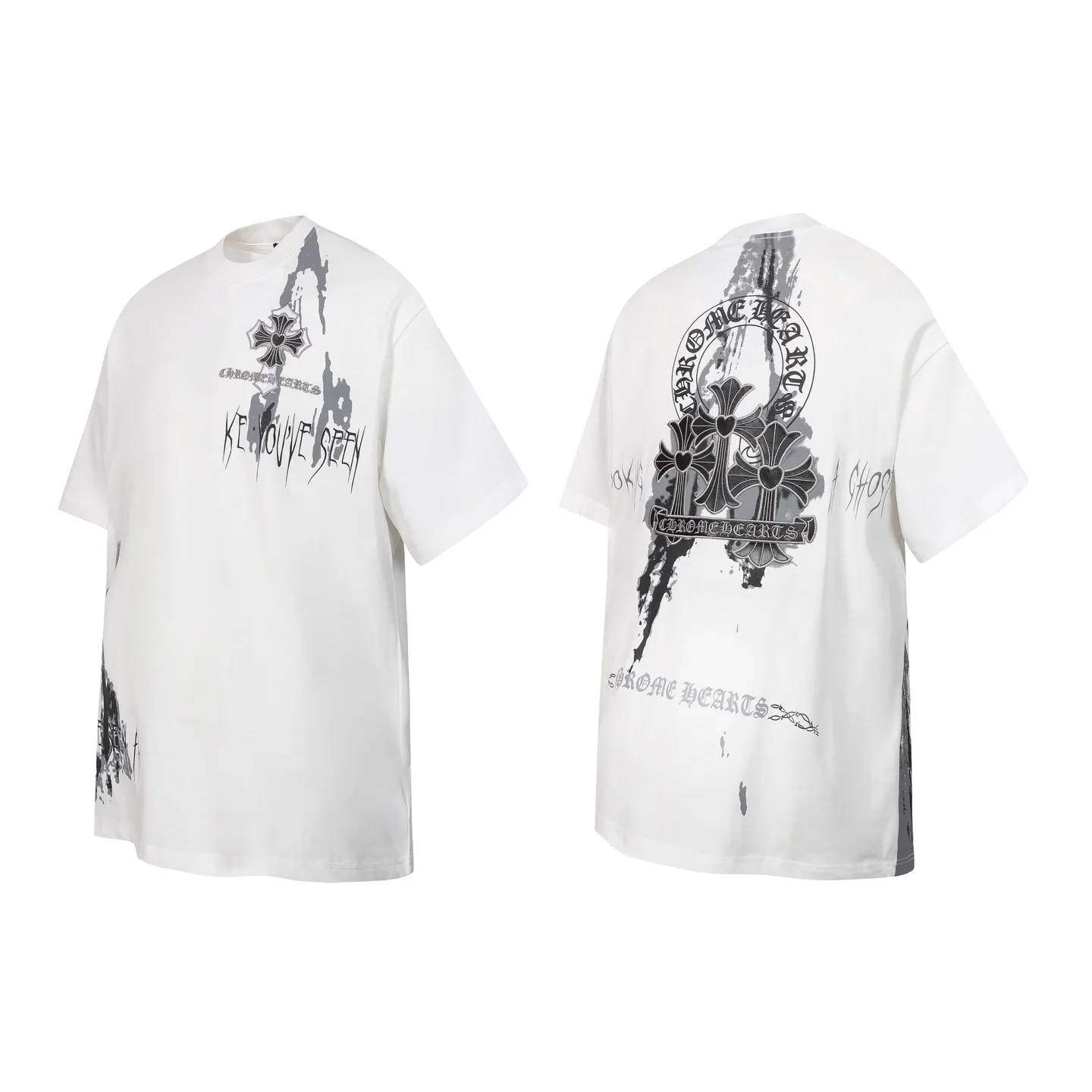 Sanskrit Cross Embroidered Splatter T-Shirt D11014100 — view 2