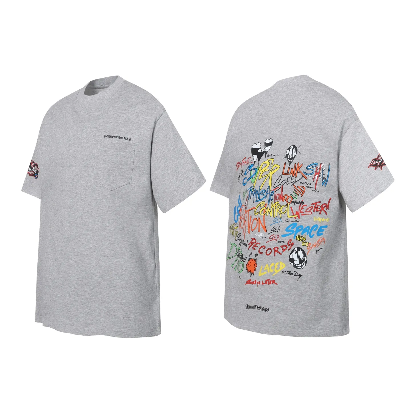 Graffiti Print Pocket T-Shirt D9514019