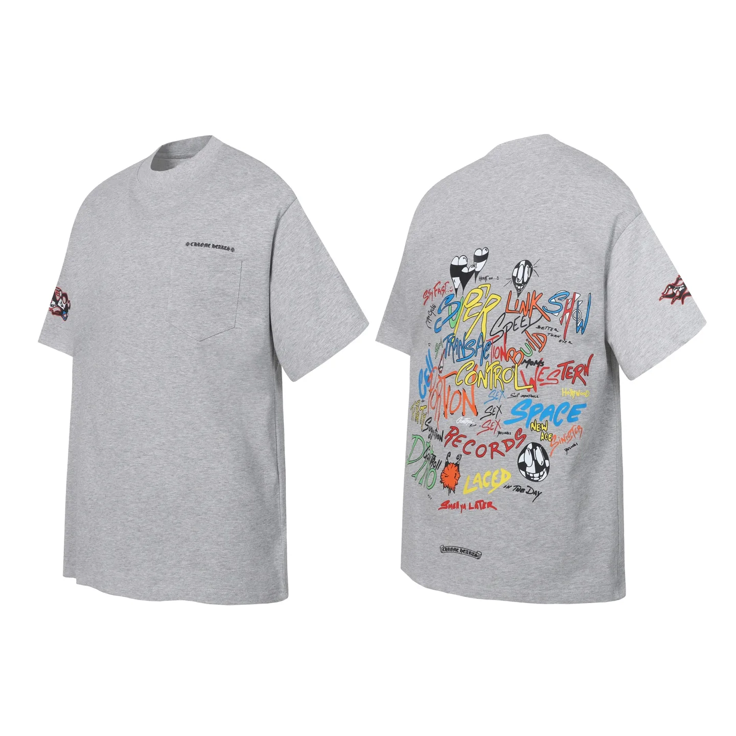 Graffiti Print Pocket T-Shirt D9514019