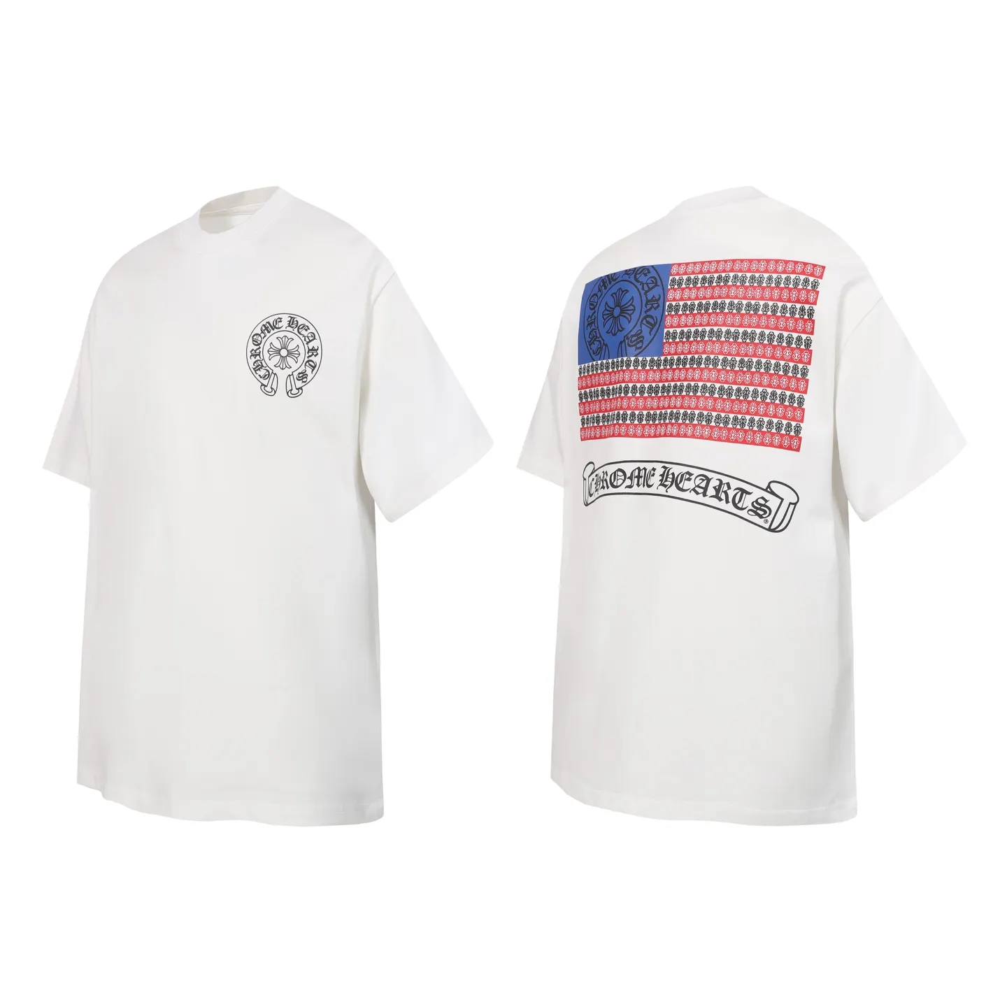 Chrome Hearts Horseshoe Flag Print T-Shirt D9514105