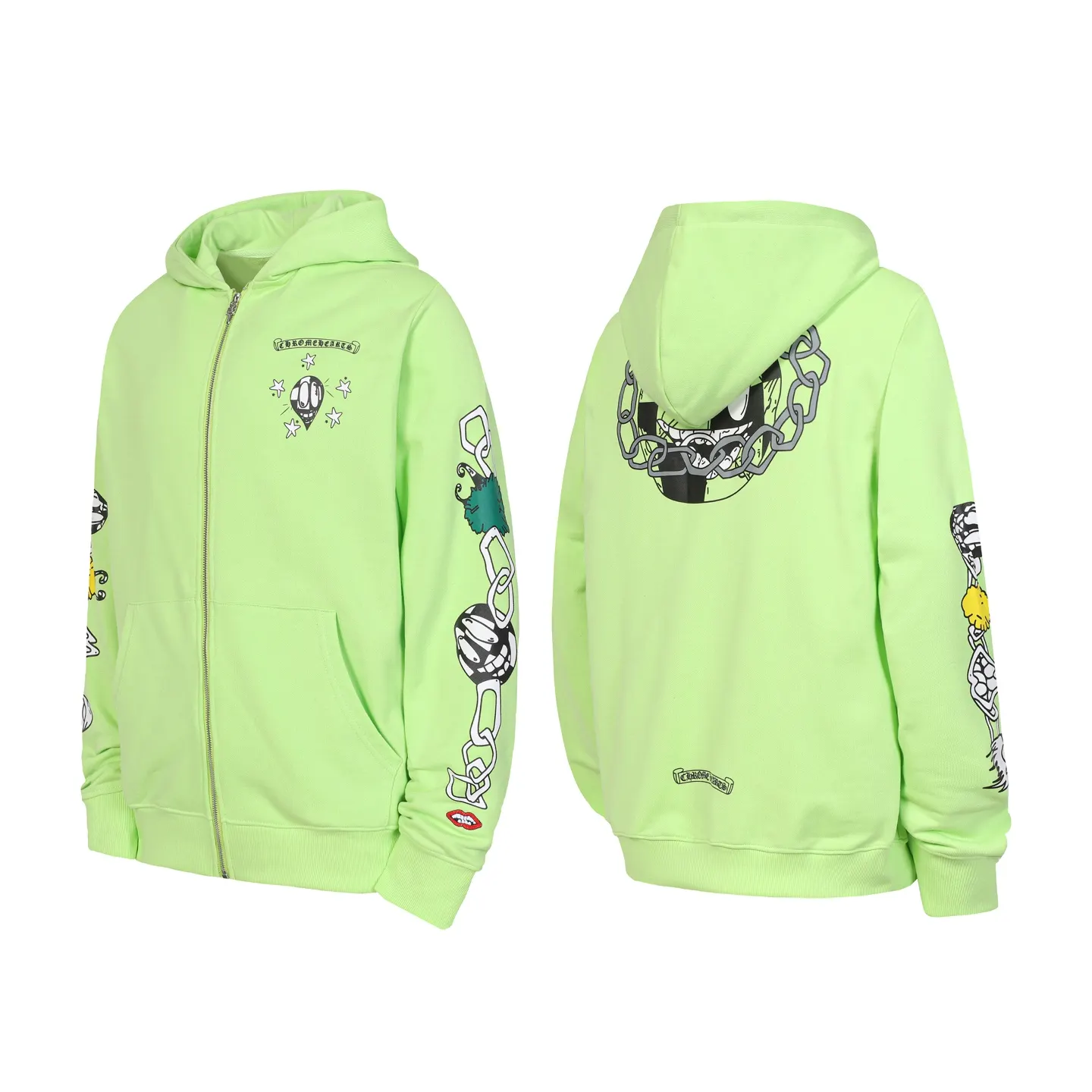 Graffiti Print Zip-Up Hoodie D15013876