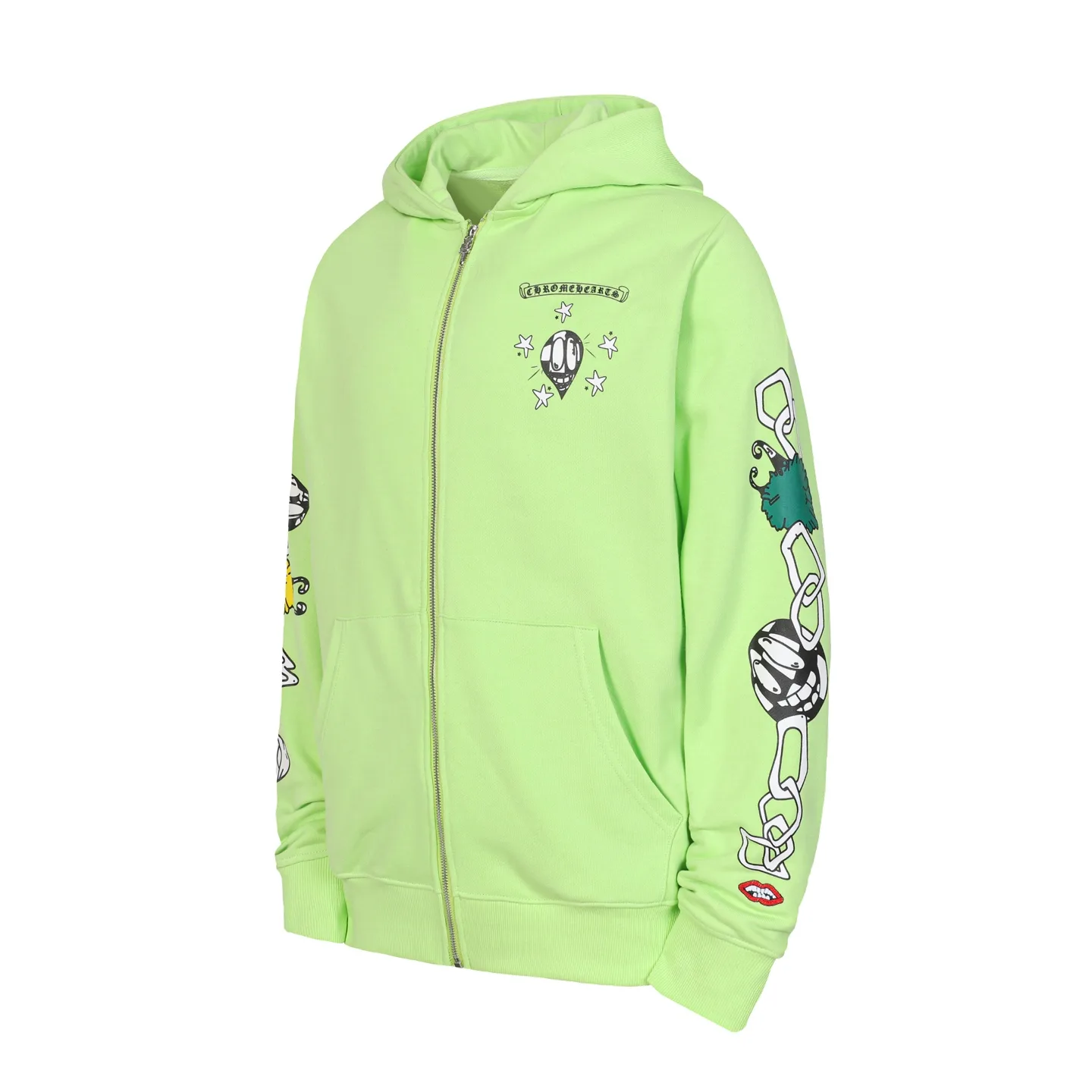 Graffiti Print Zip-Up Hoodie D15013876 — view 2