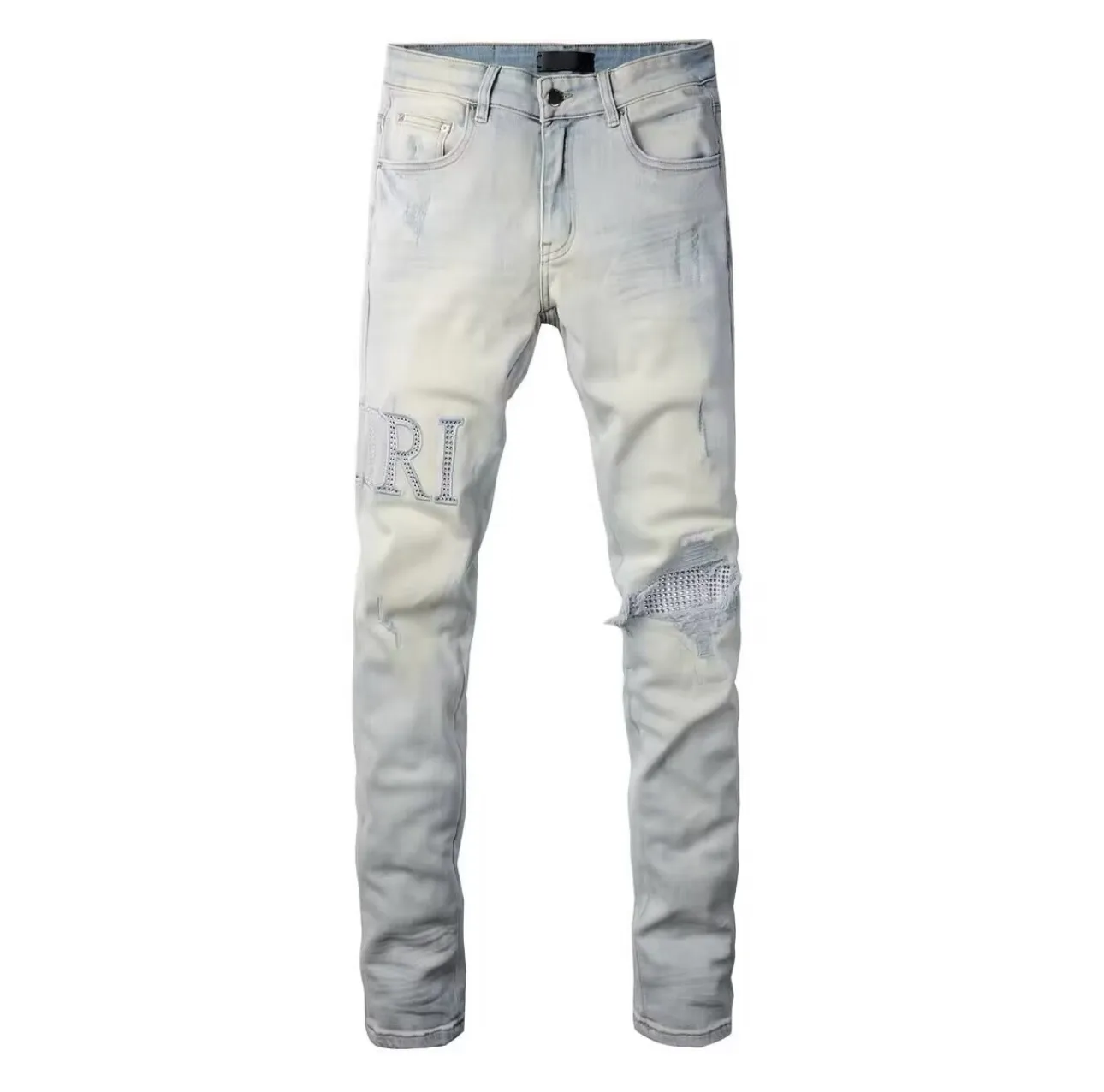 Crystal-Embellished Distressed Slim-Fit Jeans D14523131 — view 2