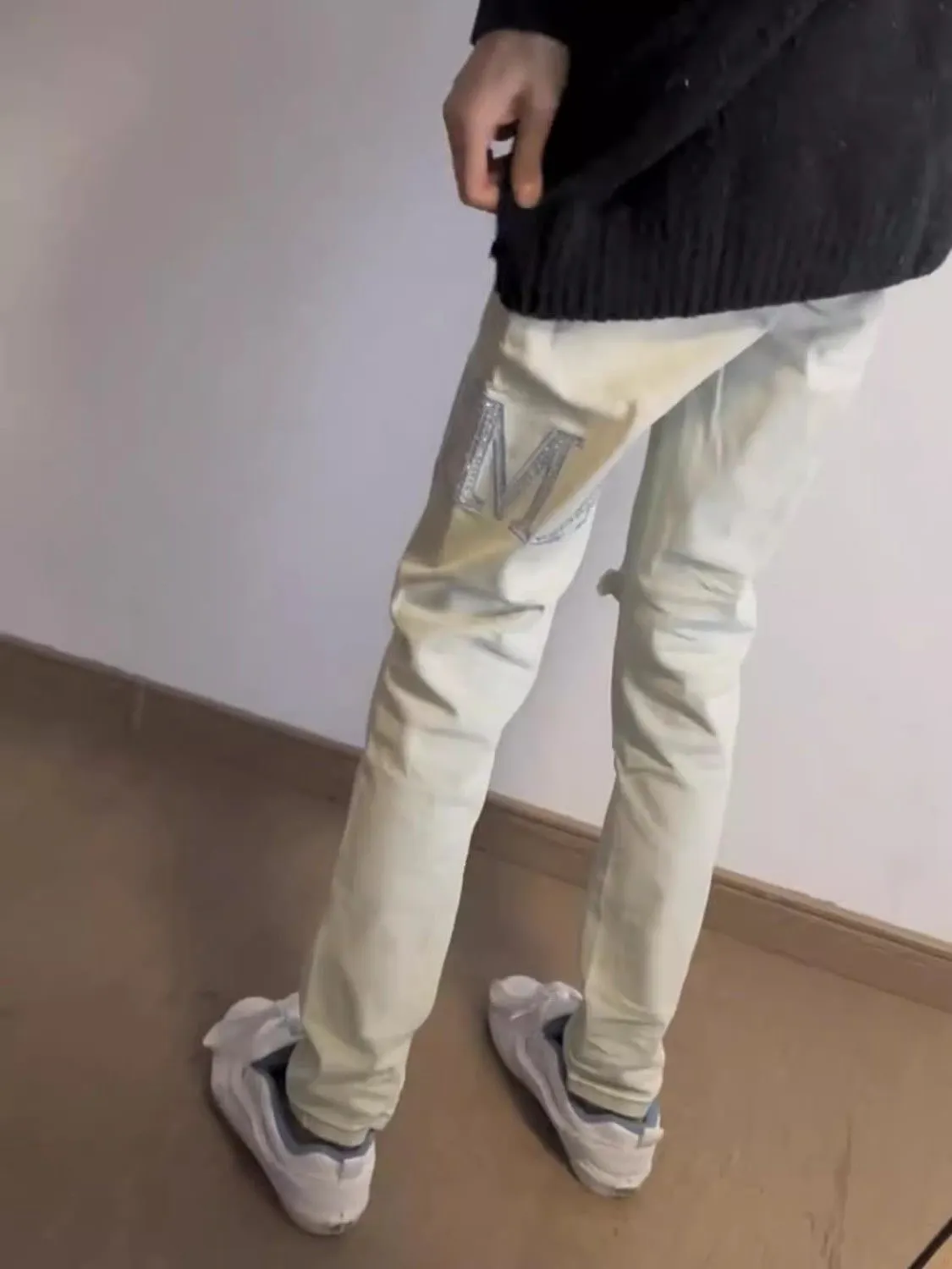 Crystal-Embellished Distressed Slim-Fit Jeans D14523131 — view 10