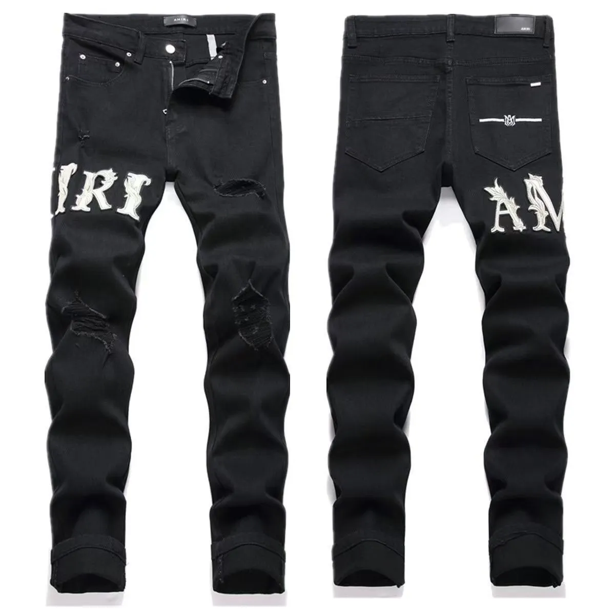 Logo Appliqué Distressed Slim-Fit Jeans D14523130