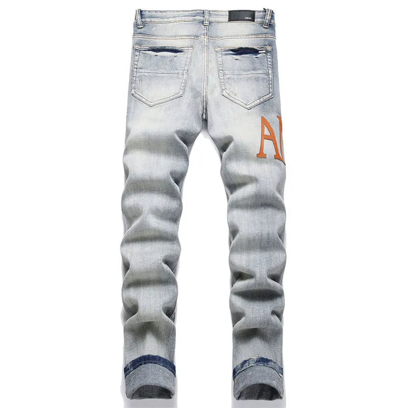 Distressed Logo Patch Slim-Fit Jeans D14523129 — view 3