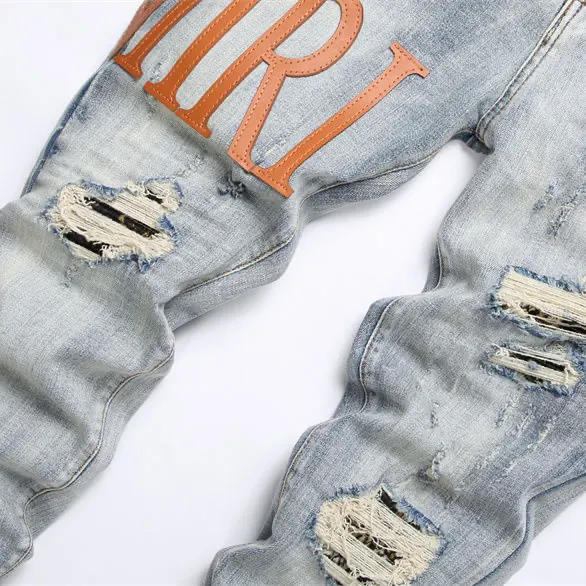 Distressed Logo Patch Slim-Fit Jeans D14523129 — view 4