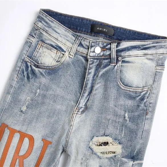 Distressed Logo Patch Slim-Fit Jeans D14523129 — view 7