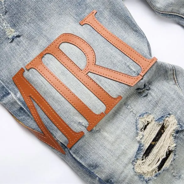 Distressed Logo Patch Slim-Fit Jeans D14523129 — view 8