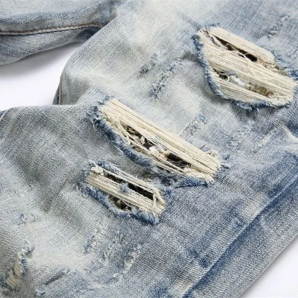 Distressed Logo Patch Slim-Fit Jeans D14523129 — view 9