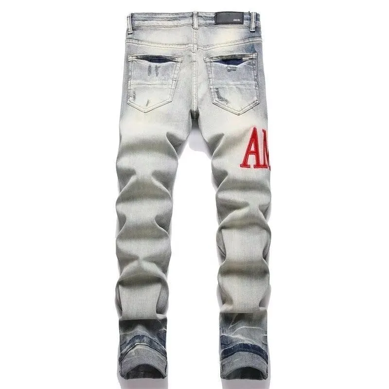 Logo Embroidered Distressed Slim-Fit Jeans D14523125 — view 2