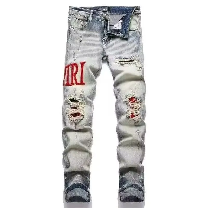 Logo Embroidered Distressed Slim-Fit Jeans D14523125 — view 3