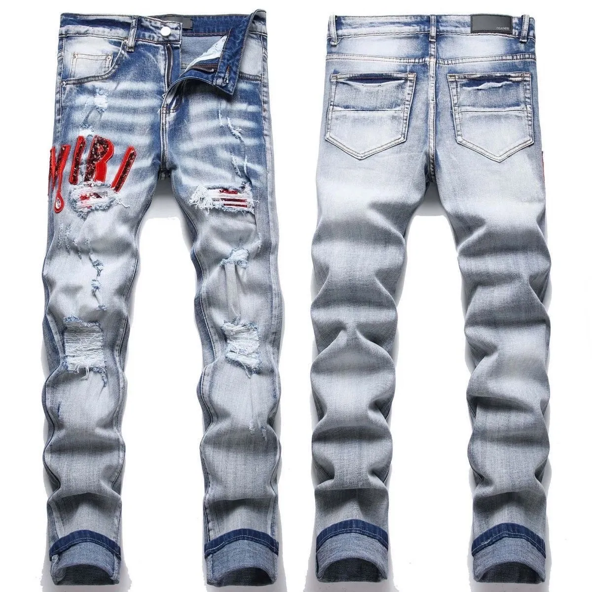 Distressed Slim-Fit Appliqué Jeans D14523124