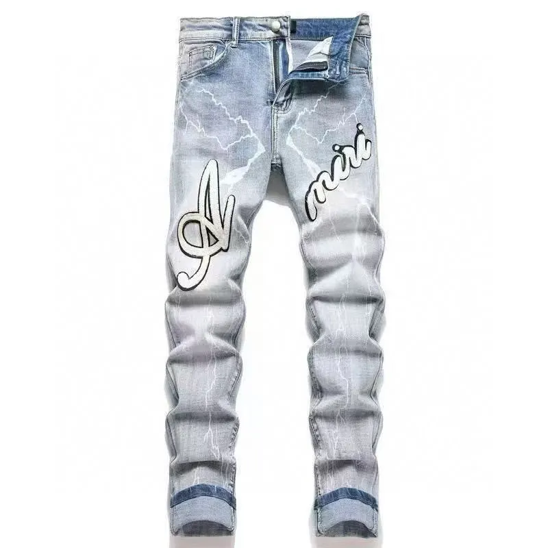 Logo Embroidered Slim-Fit Distressed Jeans D14523123 — view 2