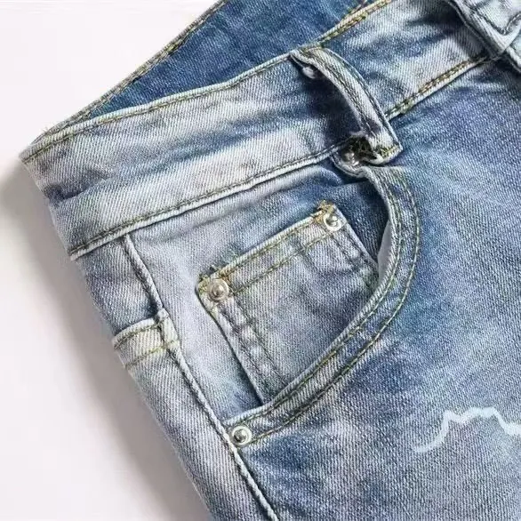 Logo Embroidered Slim-Fit Distressed Jeans D14523123 — view 6