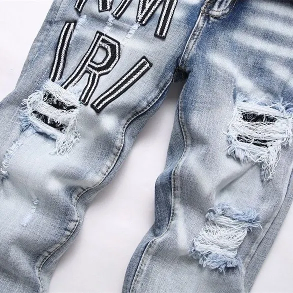 Distressed Logo-Embroidered Slim-Fit Jeans D14523120 — view 7