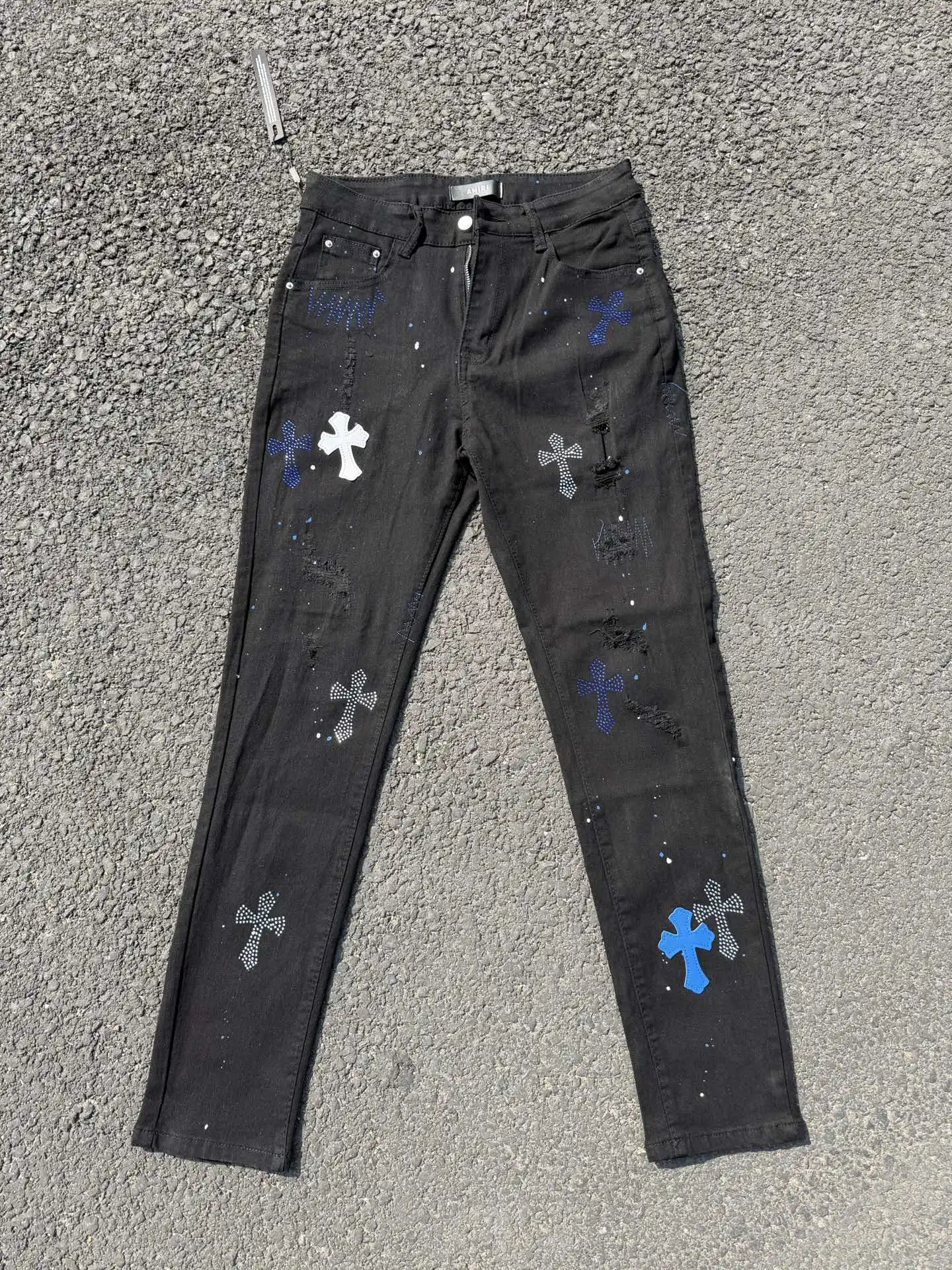 Distressed Slim-Fit Graphic Jeans D15423119 — view 3