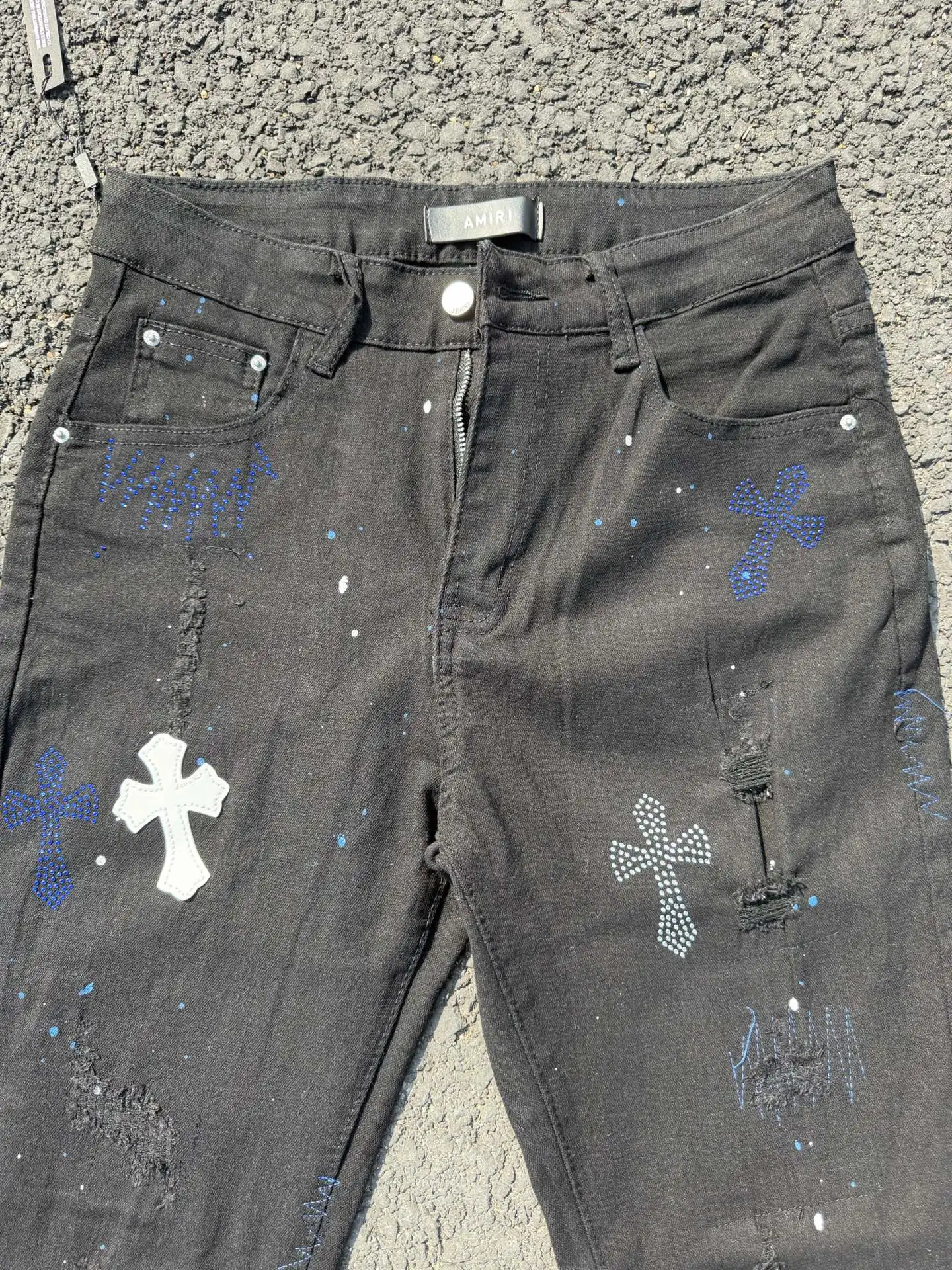 Distressed Slim-Fit Graphic Jeans D15423119 — view 5