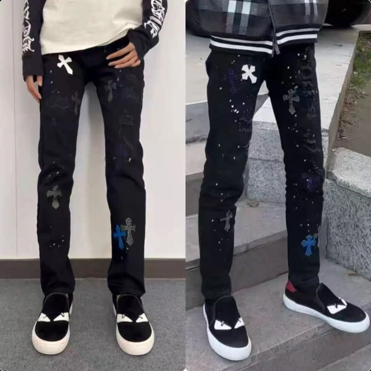 Distressed Slim-Fit Graphic Jeans D15423119 — view 15