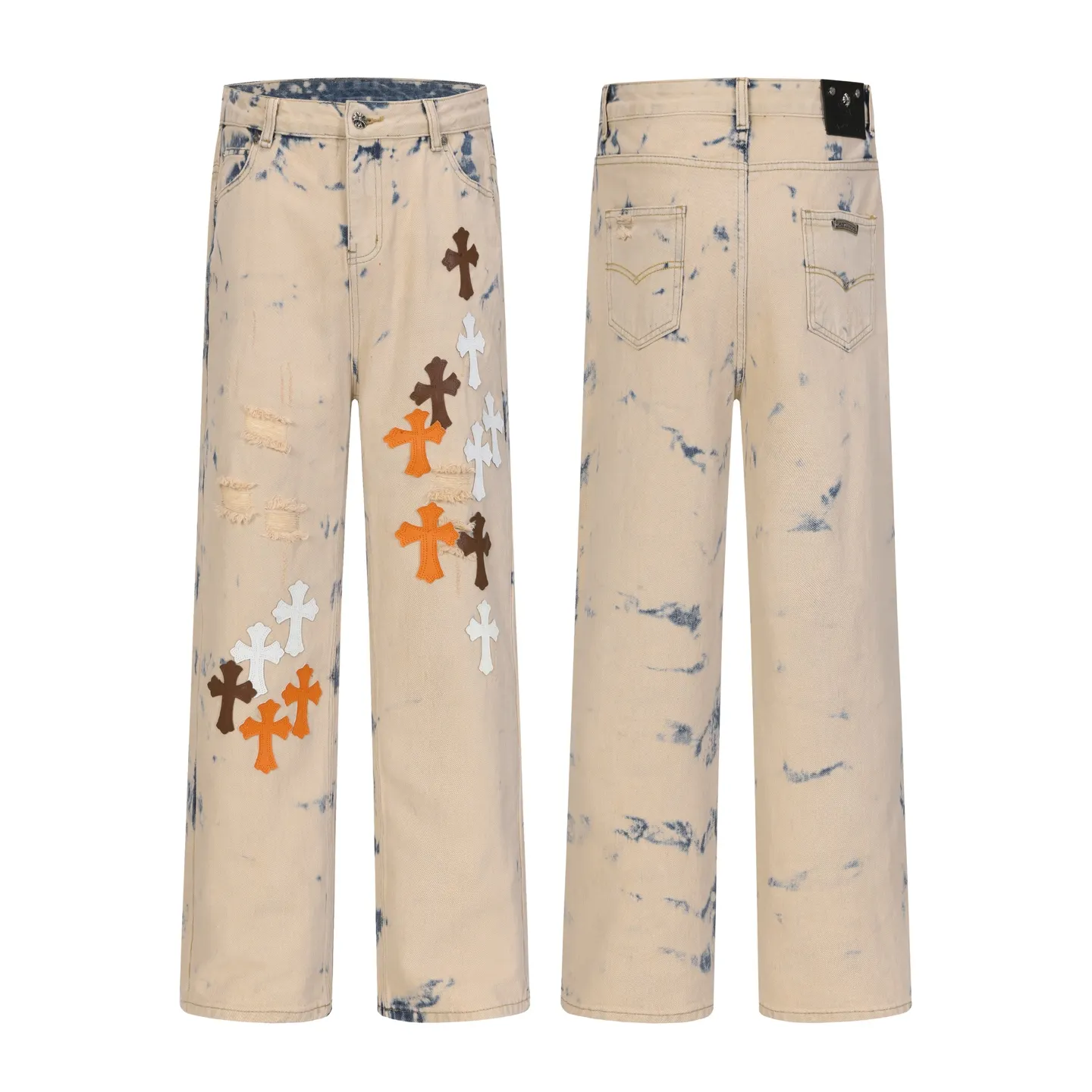 Cross Patch Acid-Wash Straight-Leg Jeans D17513990