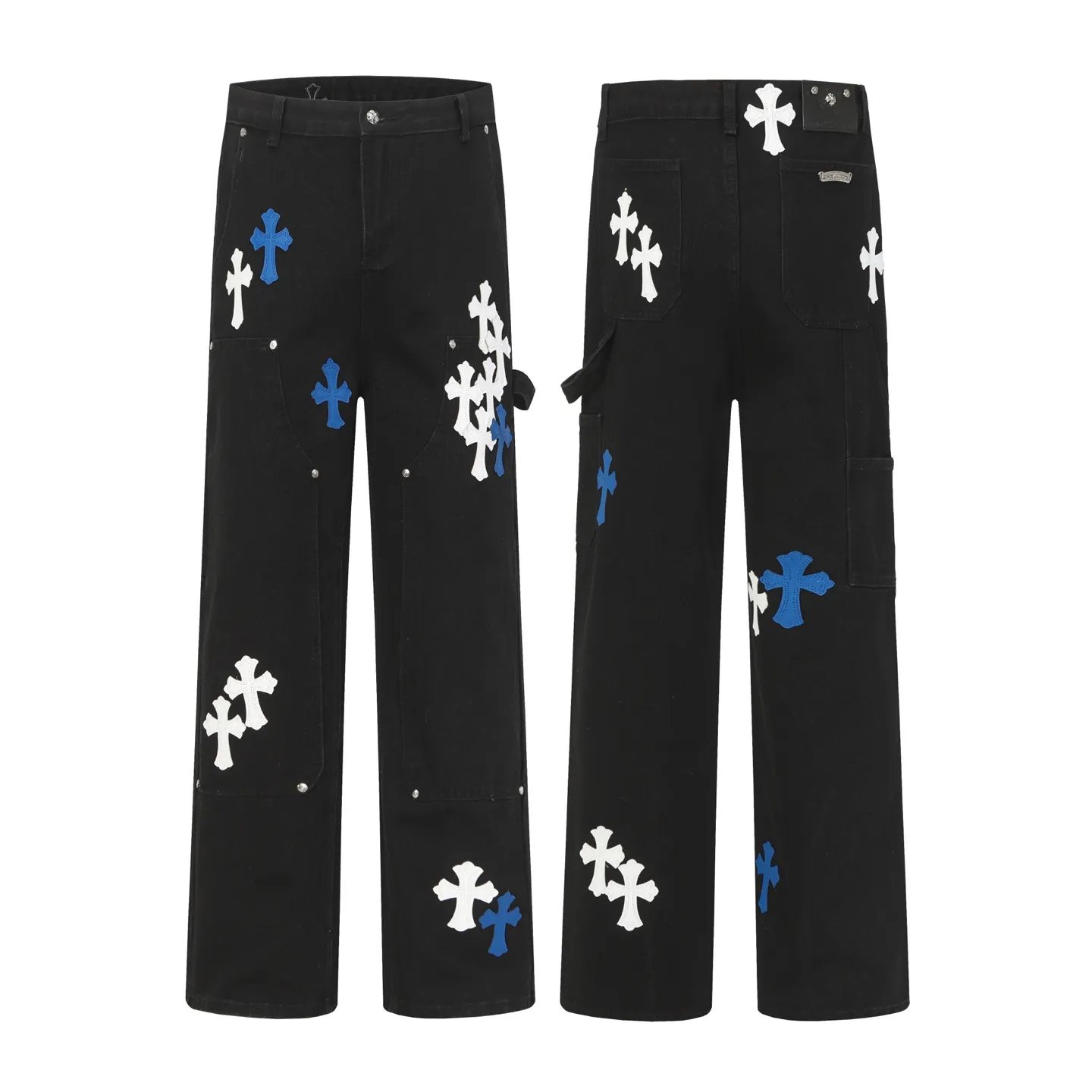 Cross Patch Embroidered Straight-Leg Jeans D16013999