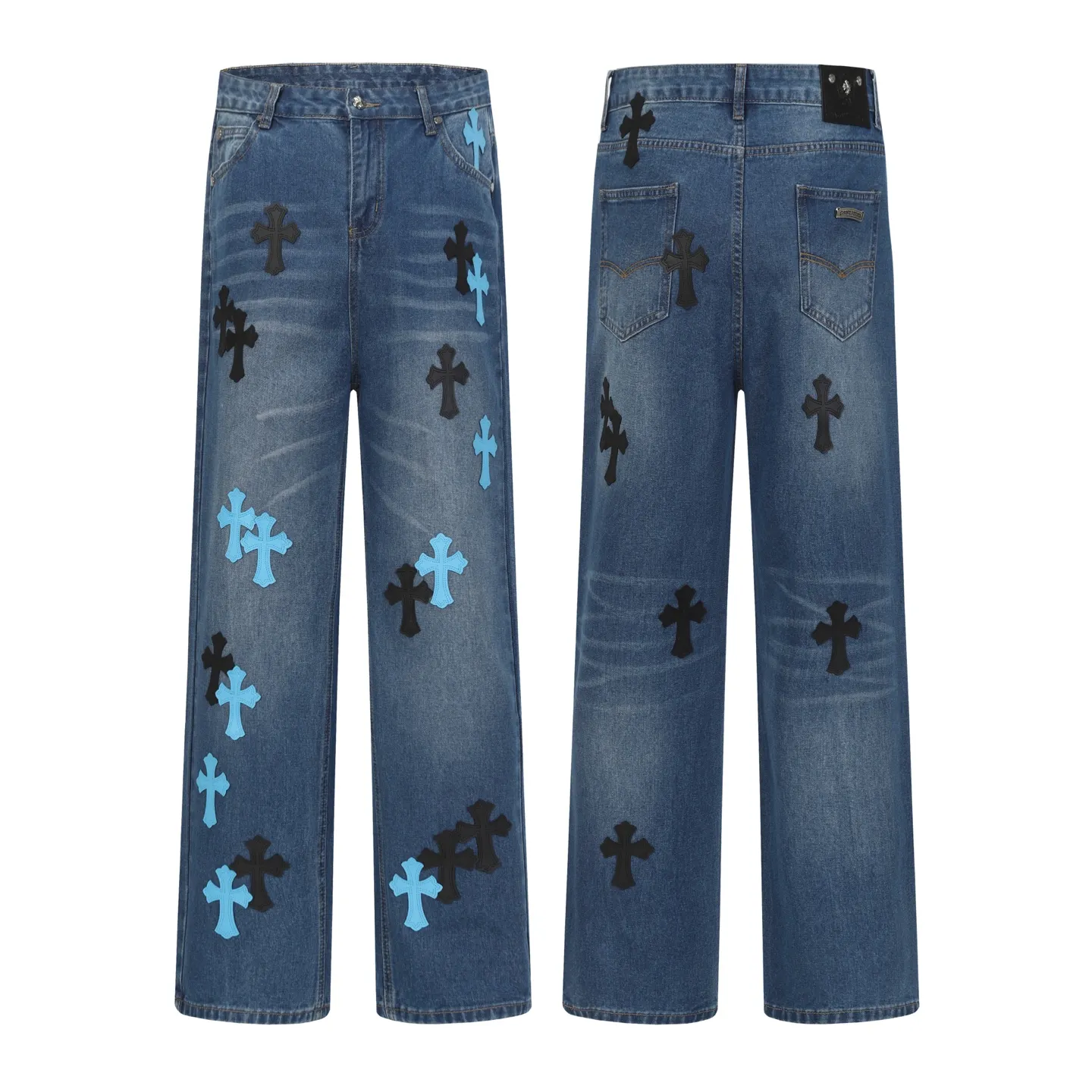 Cross Patch Appliqué Straight-Leg Jeans D15514087