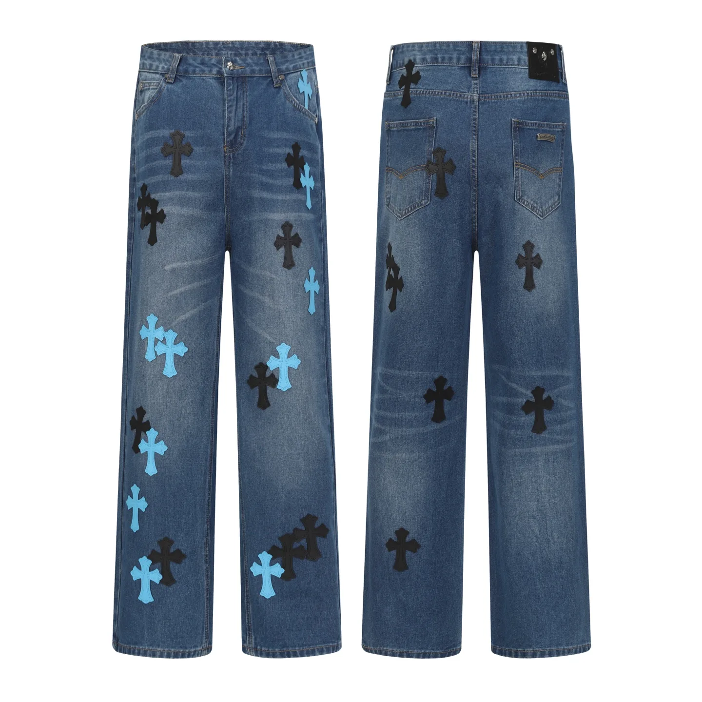 Cross Patch Appliqué Straight-Leg Jeans D15514087