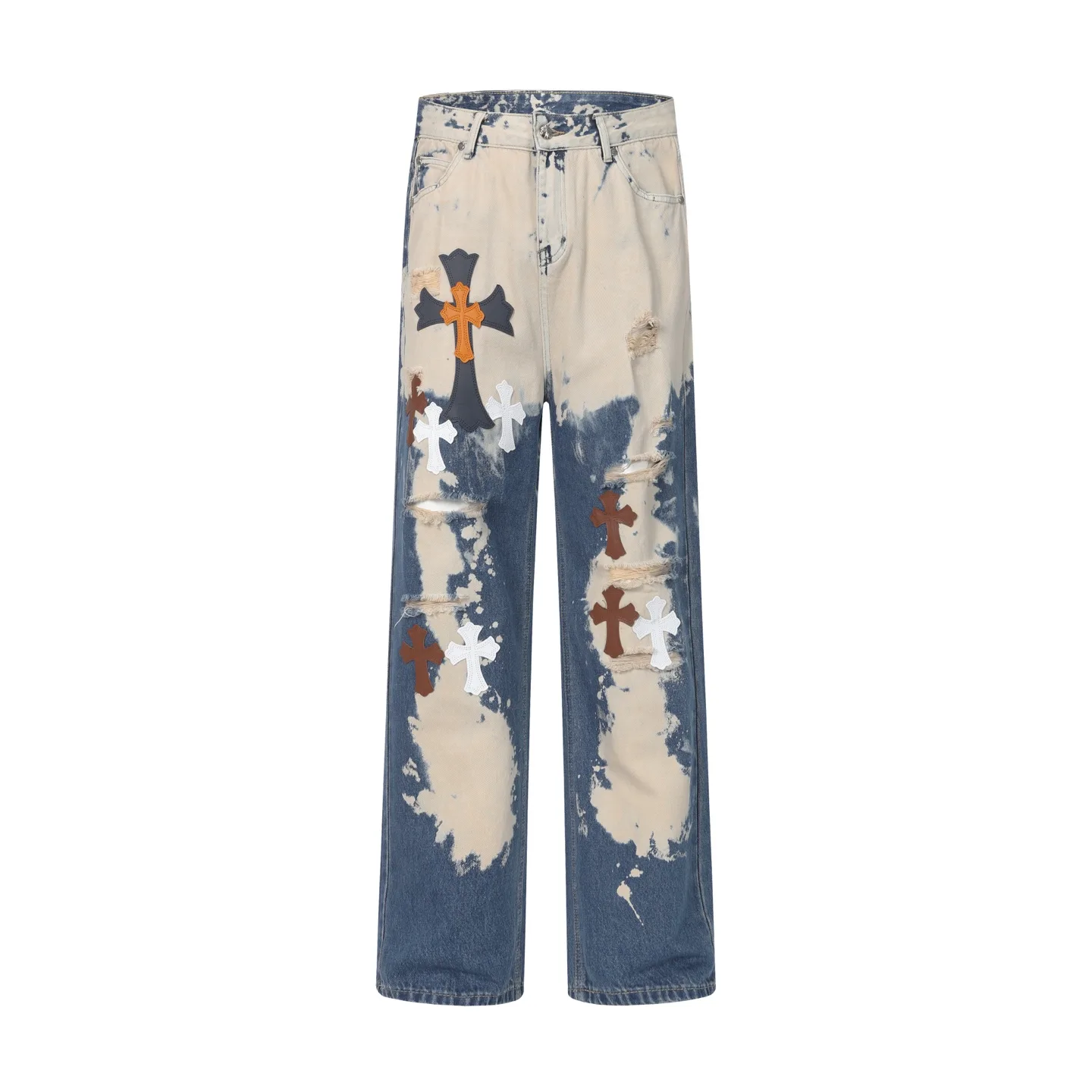 Cross Patch Tie-Dye Distressed Jeans D17514014 — view 2