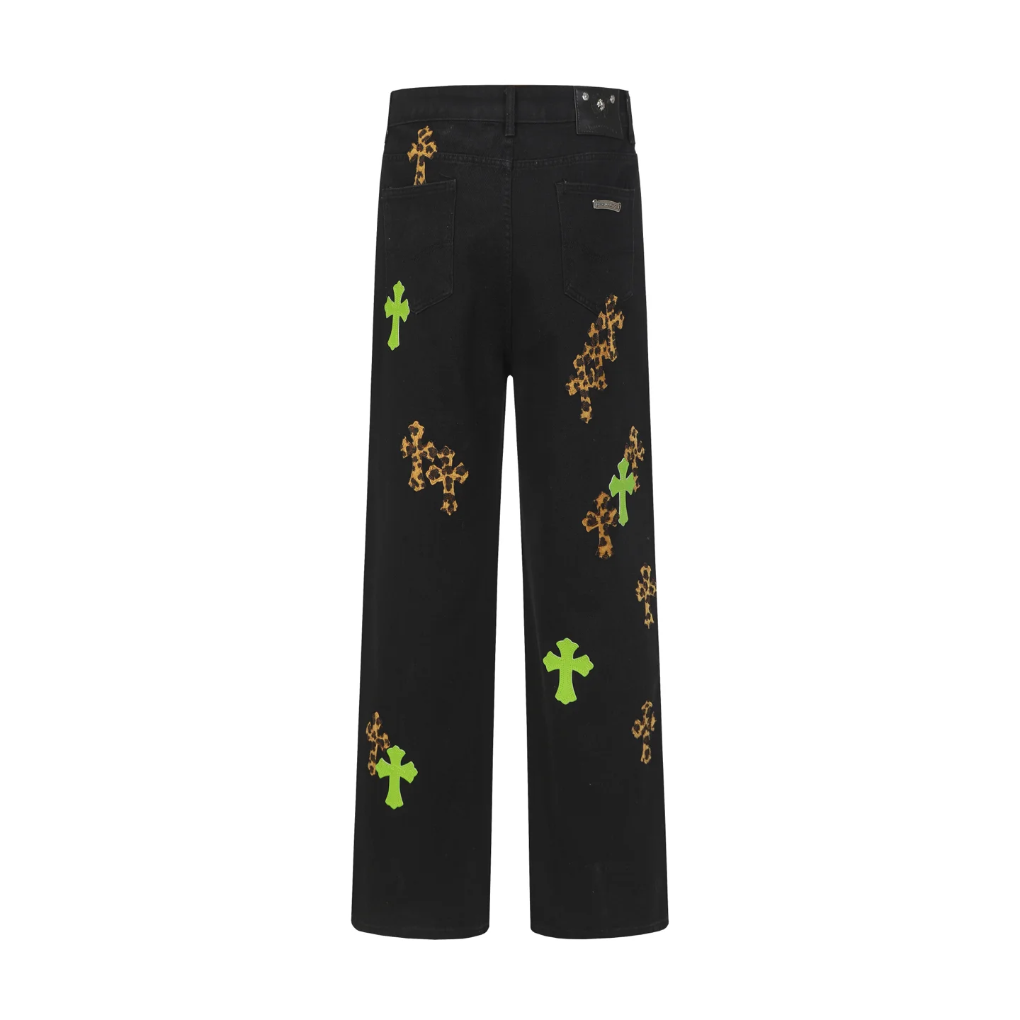 Leopard Patch Cross Straight-Leg Jeans D15514088 — view 3