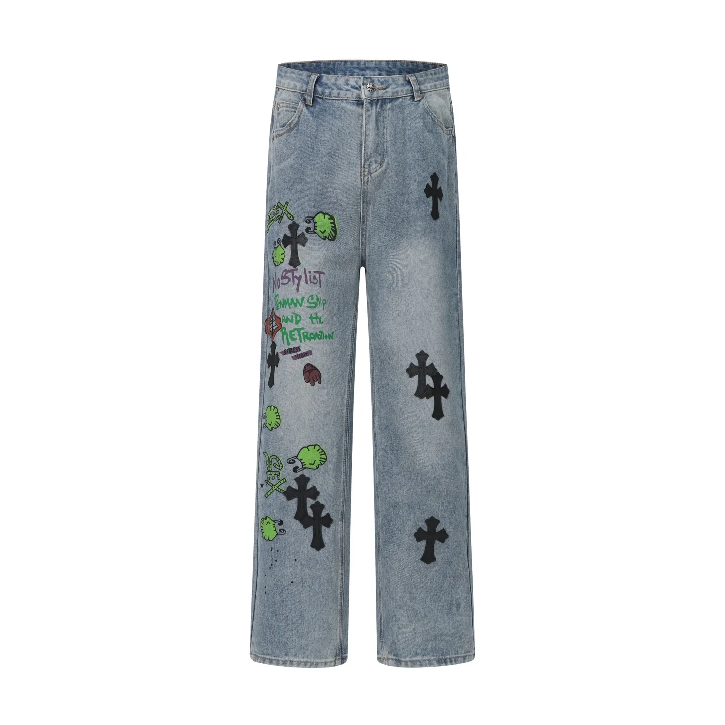 Cross Patch Embroidered Straight-Leg Jeans D15514016 — view 2