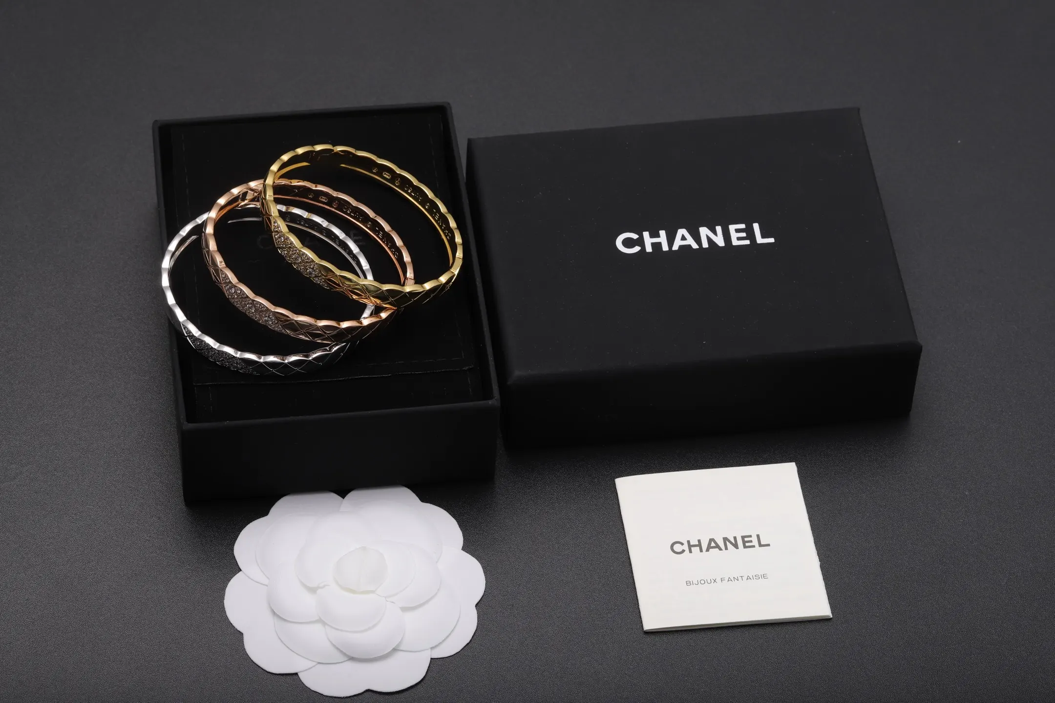 Quilted Pattern Bangle (Gold-Plated Brass) D16518422 — view 2