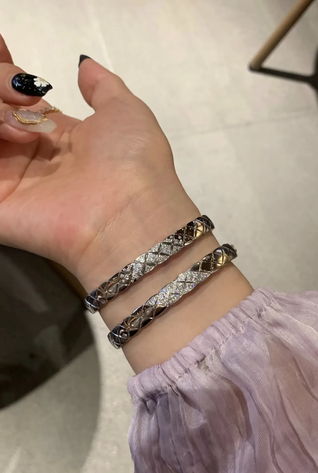 Quilted Pattern Bangle (Gold-Plated Brass) D16518422 — view 11