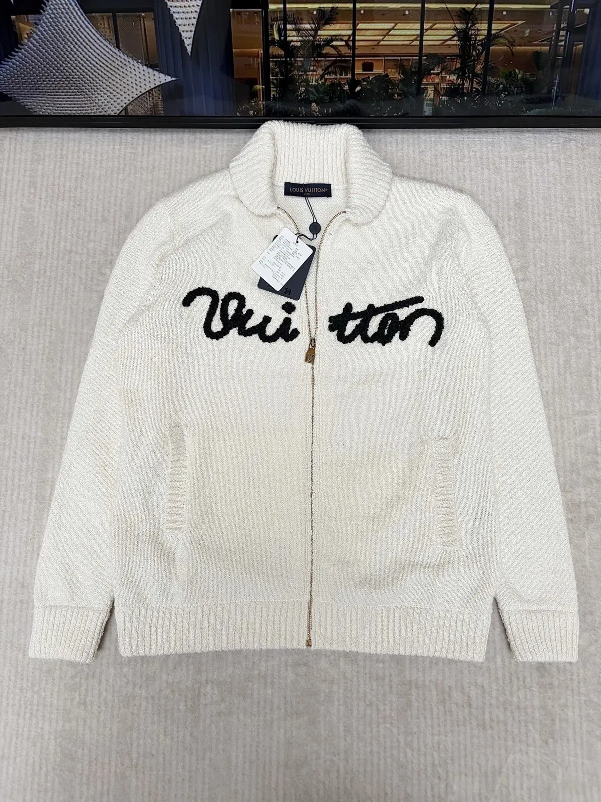Logo Intarsia Wool-Blend Zip-Up Cardigan D29521700 — view 3