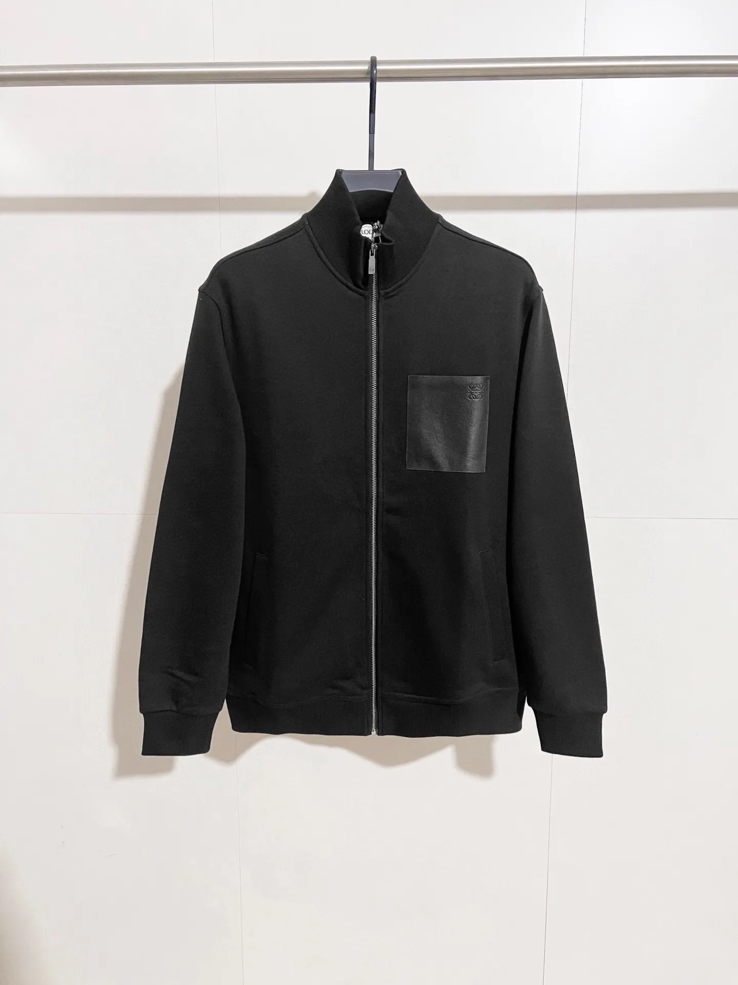 Leather-Pocket Fleece Zip-Up Jacket D30521698