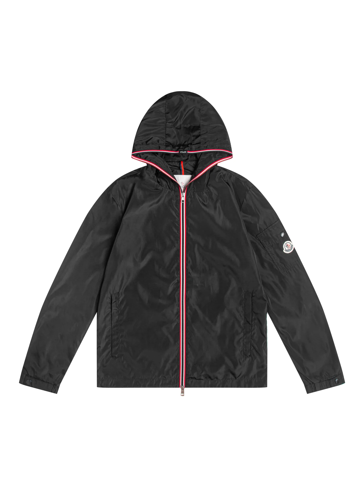 Moncler Hooded Windbreaker Jacket with Tricolour Trim D31021735