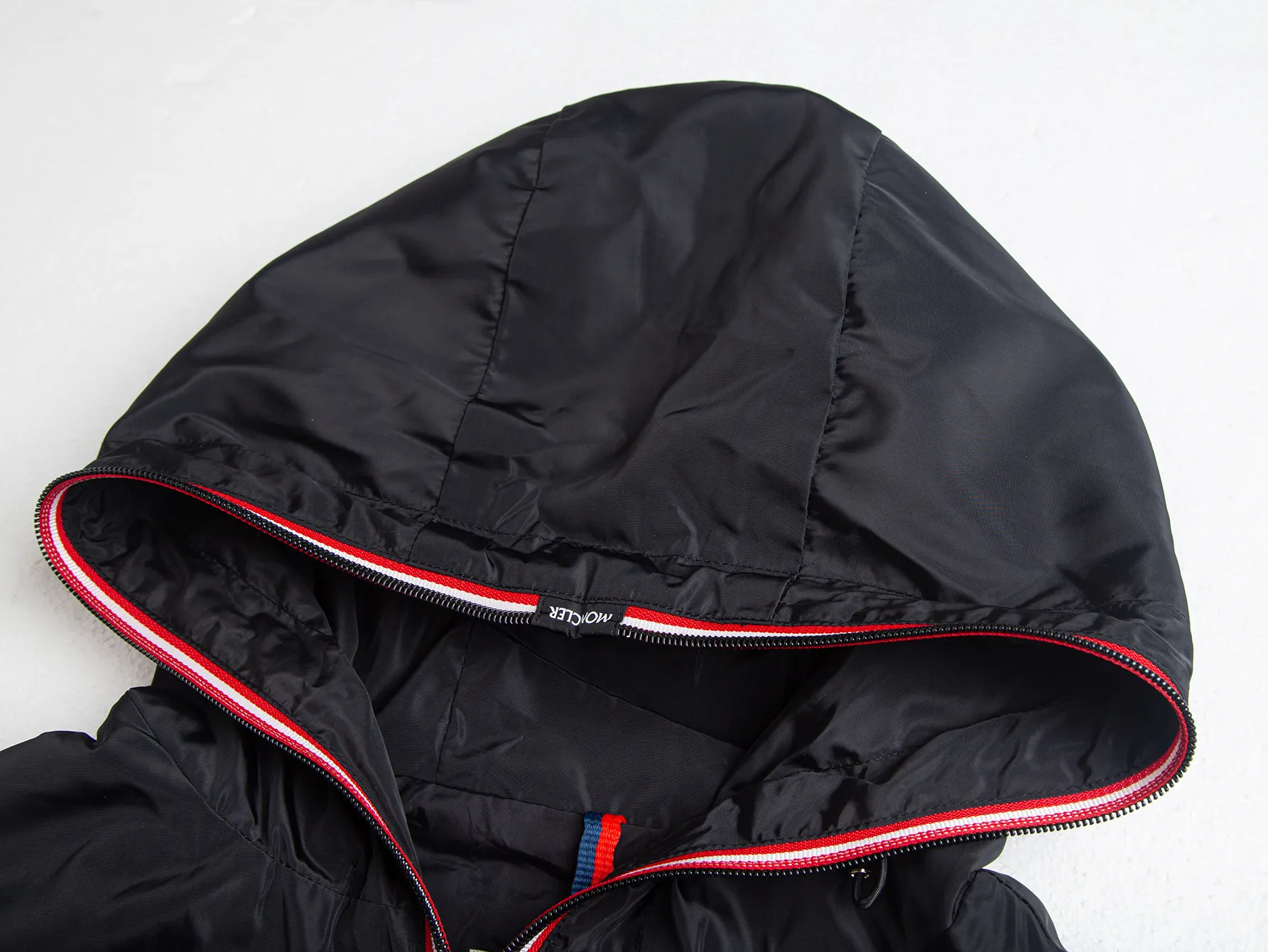 Moncler Hooded Windbreaker Jacket with Tricolour Trim D31021735 — view 4
