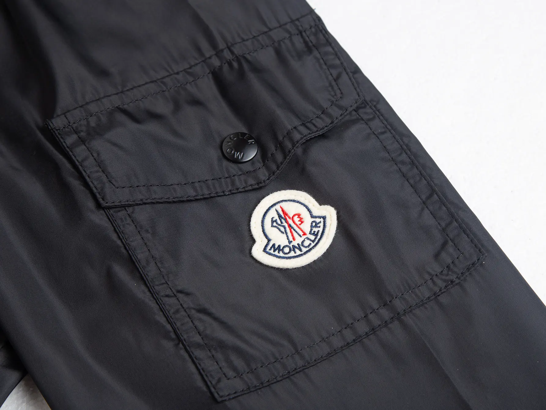 Moncler Hooded Windbreaker Jacket with Tricolour Trim D31021735 — view 8