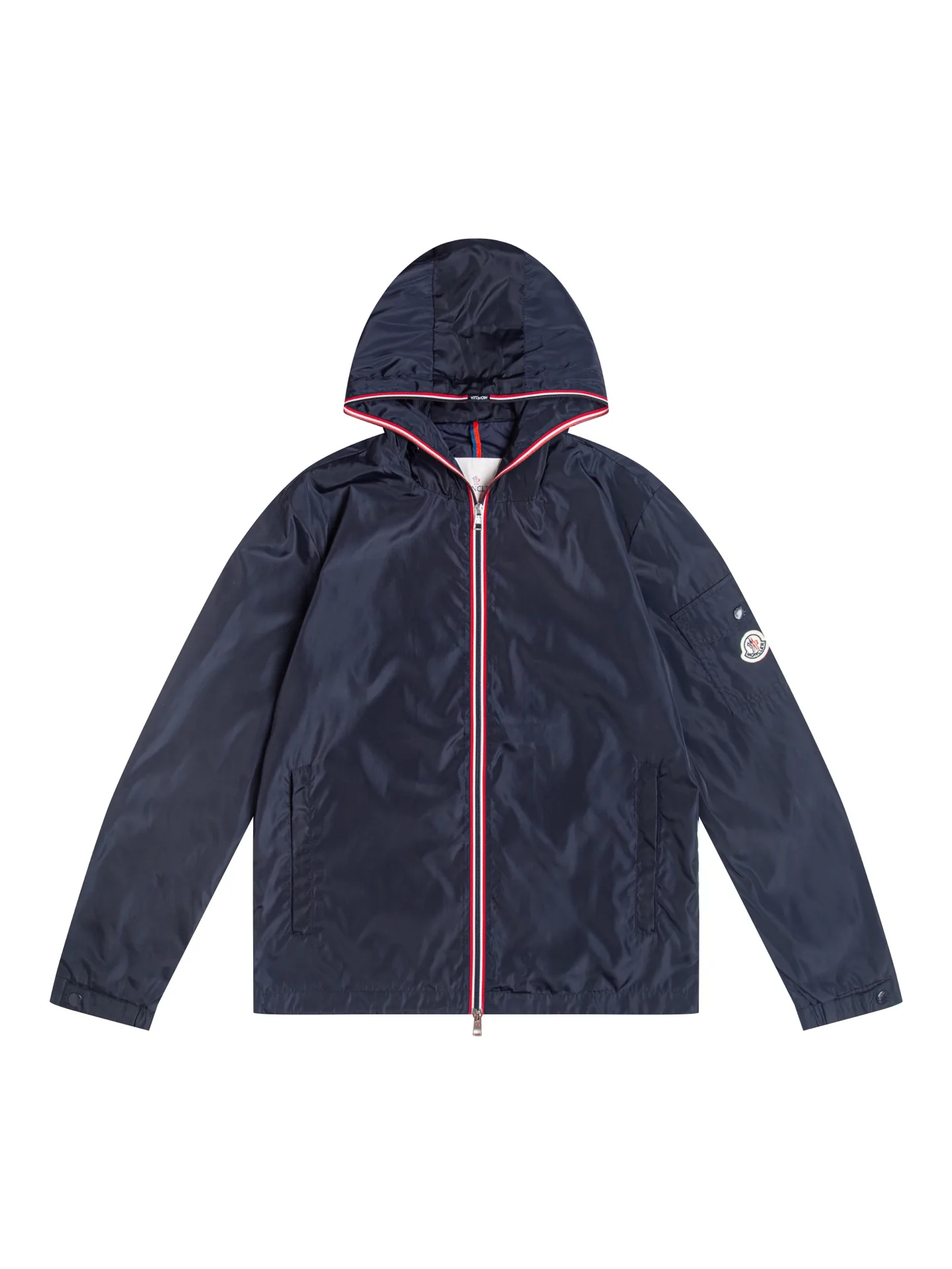 Moncler Hooded Windbreaker Jacket with Tricolour Trim D31021734