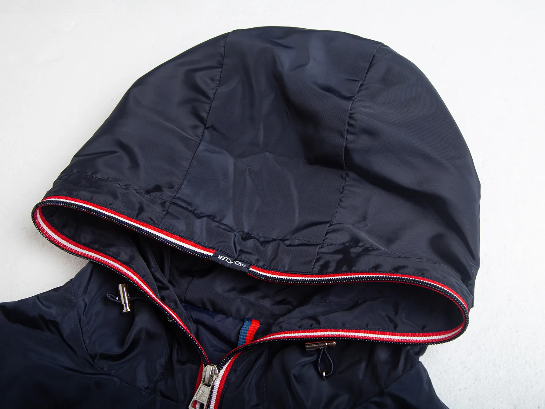 Moncler Hooded Windbreaker Jacket with Tricolour Trim D31021734 — view 4