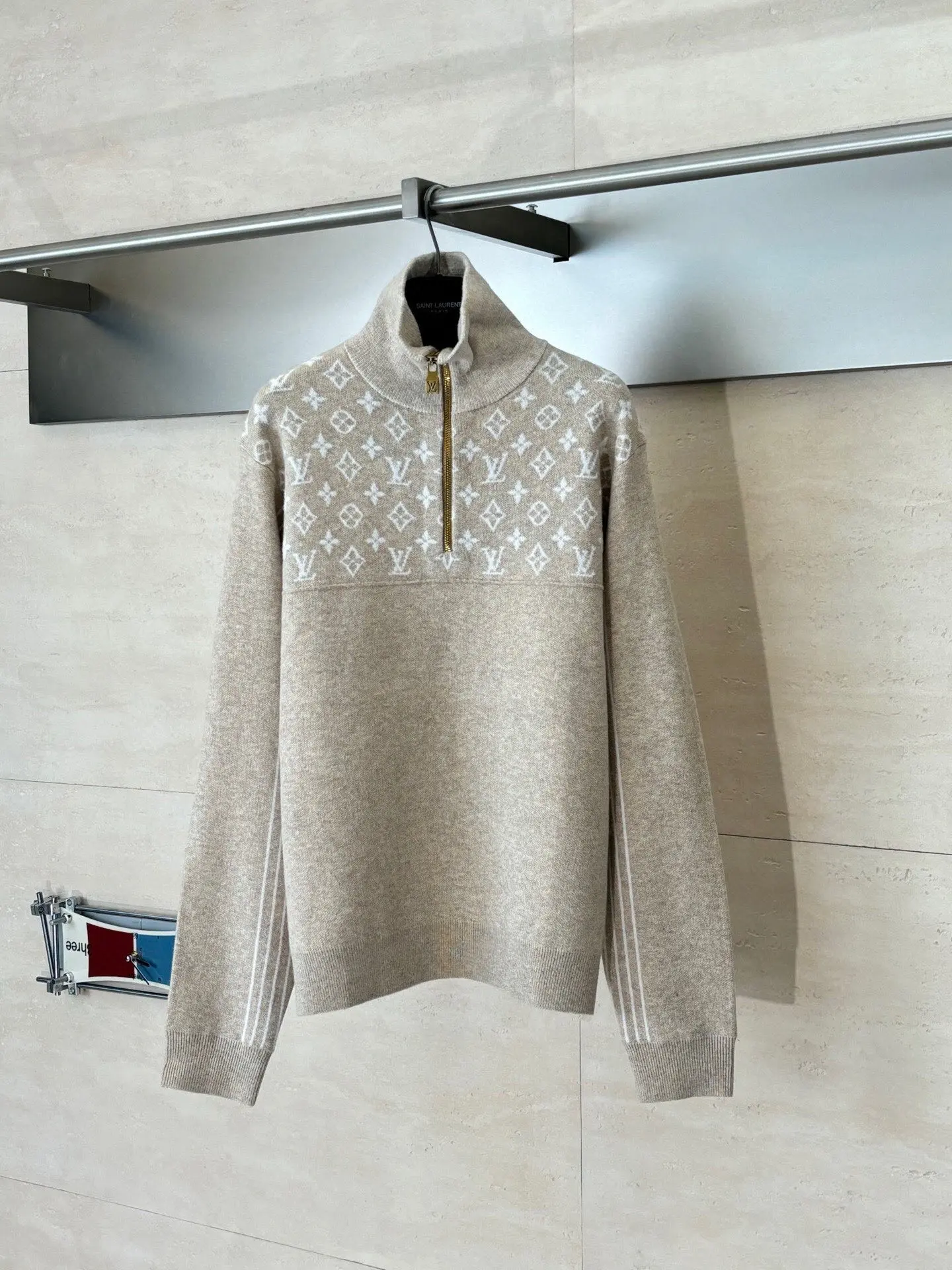 Monogram Jacquard Half-Zip Wool Sweater D33521696