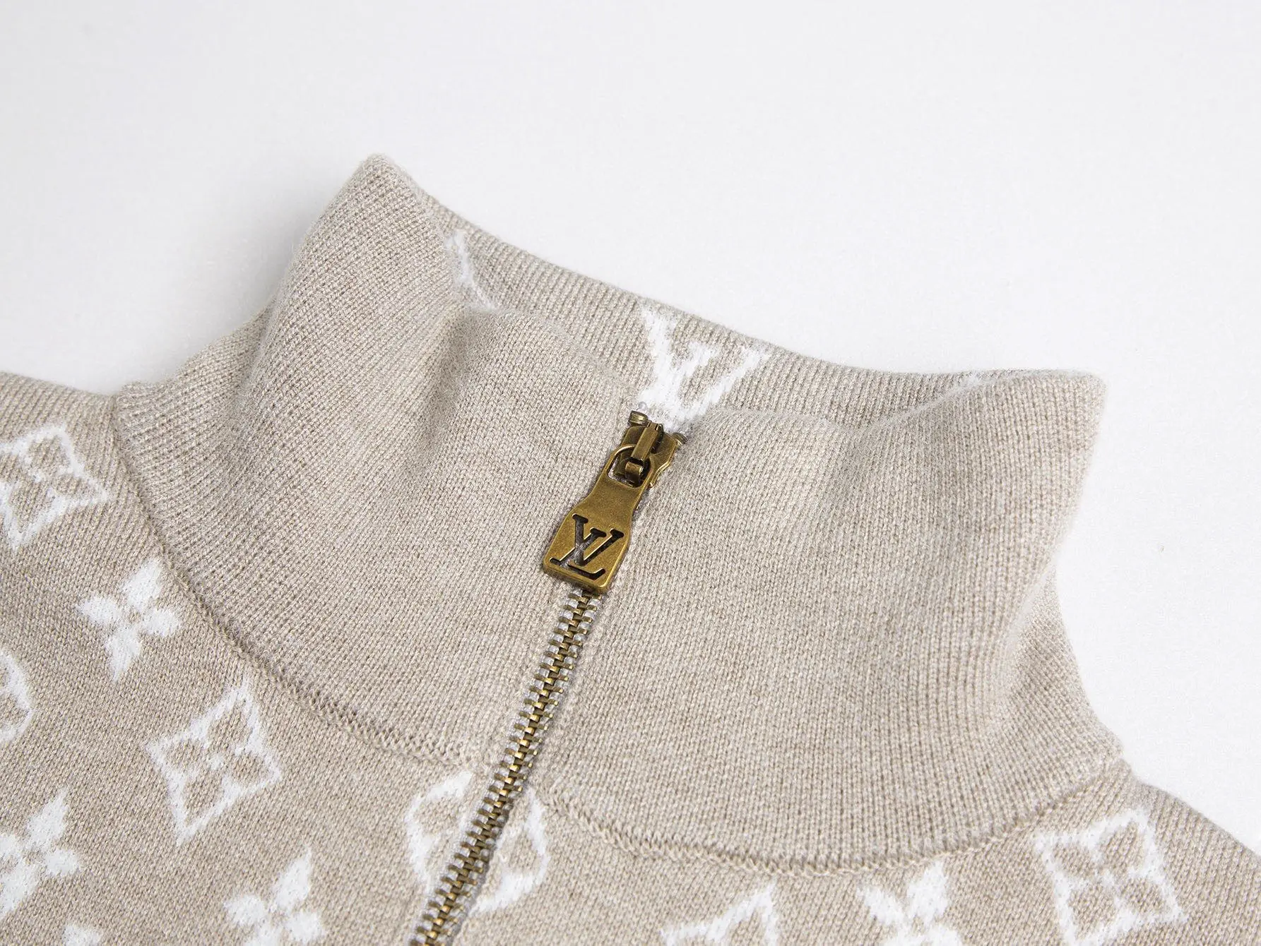 Monogram Jacquard Half-Zip Wool Sweater D33521695 — view 4