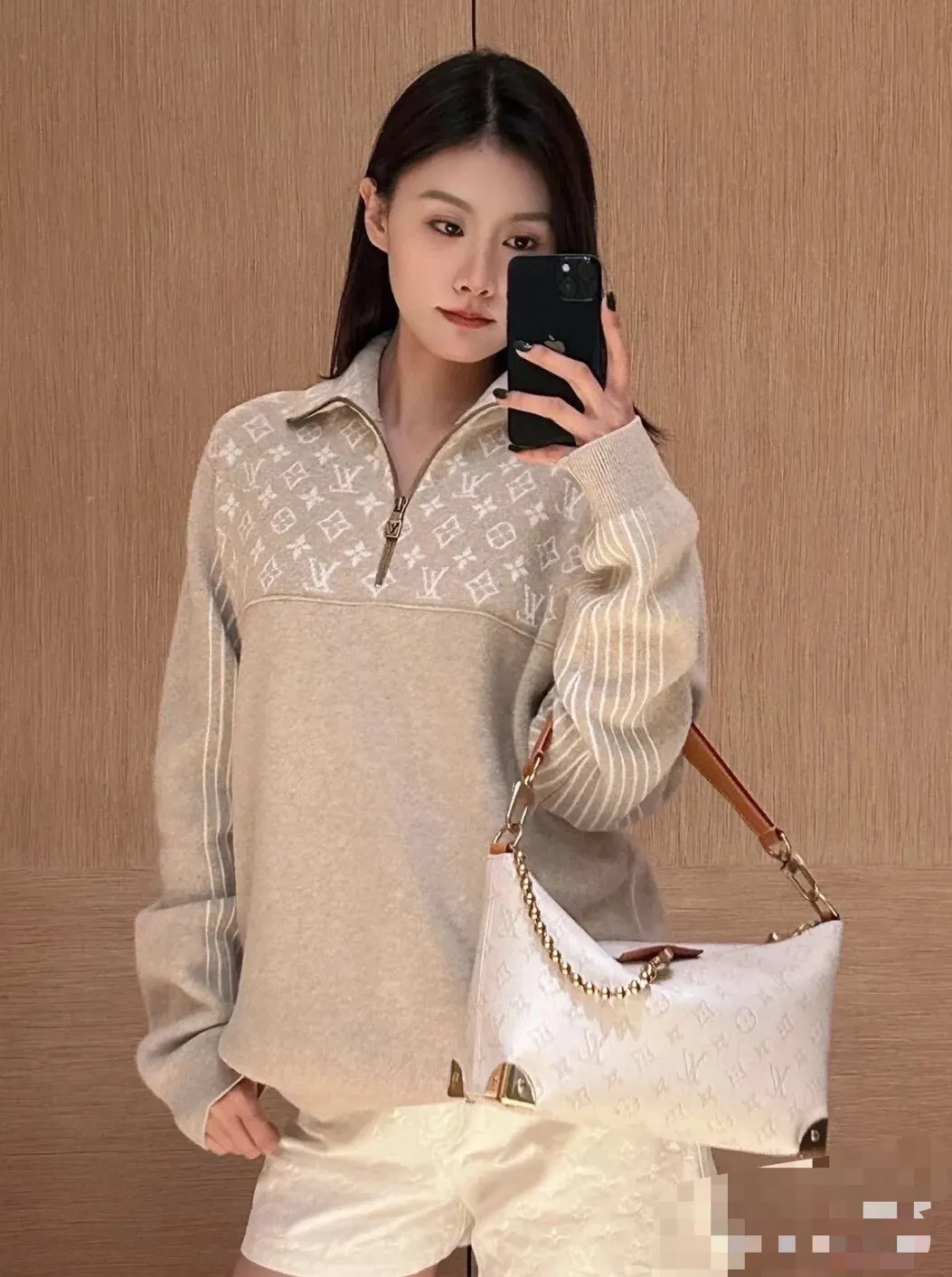 Monogram Jacquard Half-Zip Wool Sweater D33521694 — view 5