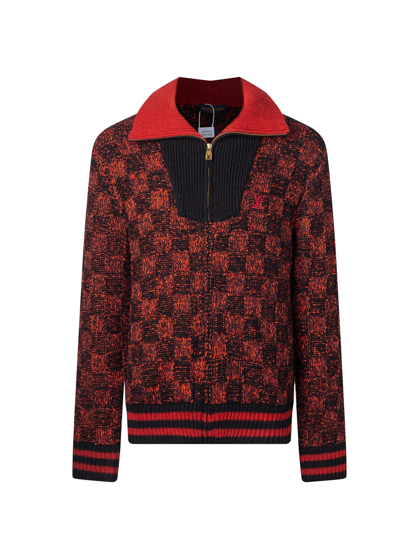 Damier Jacquard Wool-Blend Half-Zip Sweater D35521684