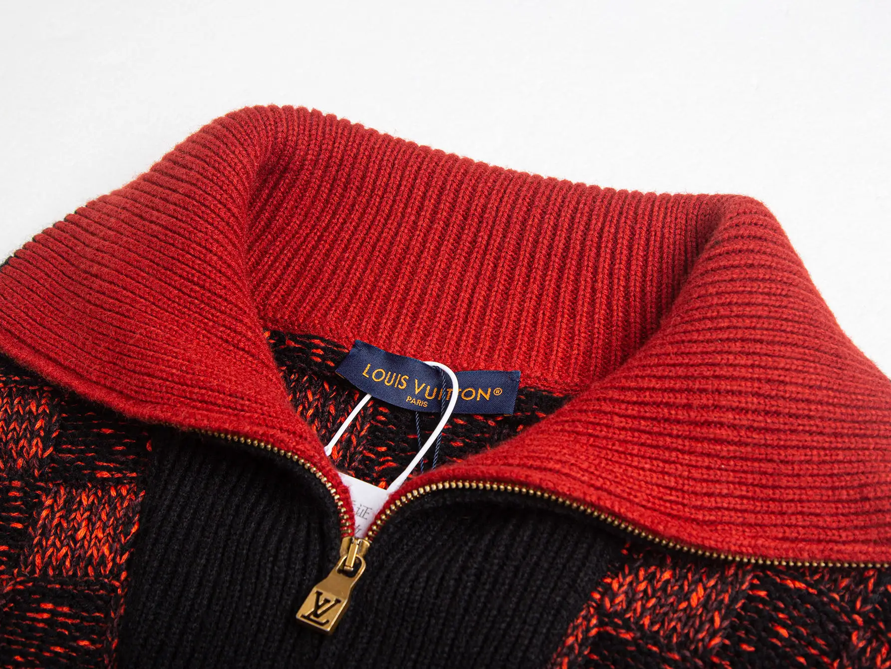 Damier Jacquard Wool-Blend Half-Zip Sweater D35521684 — view 5