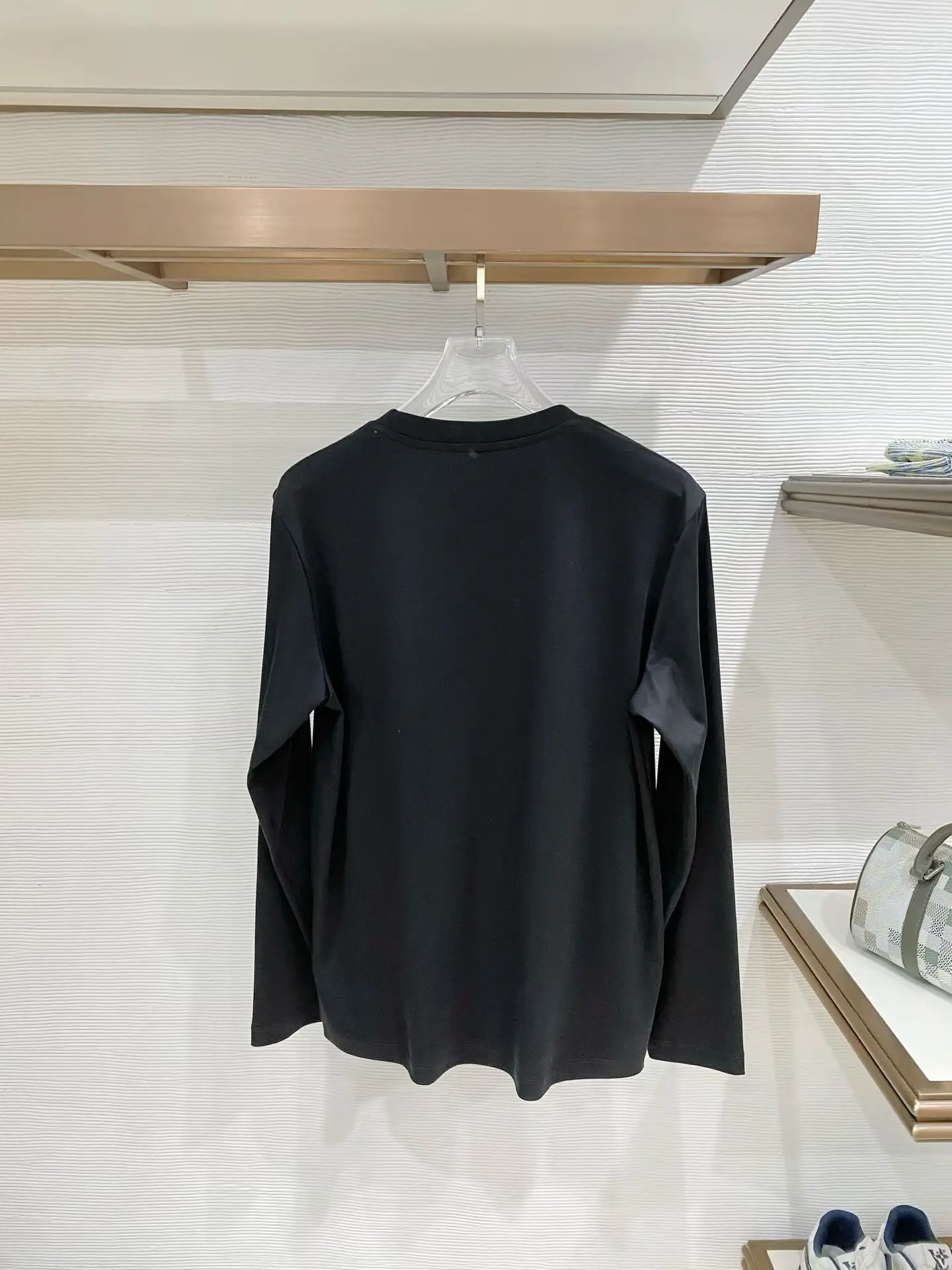 Mercerised Cotton Long-Sleeve T-Shirt with Leather Logo D17522808 — view 2