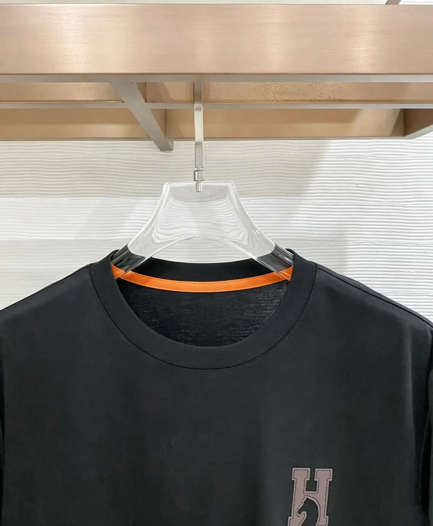 Mercerised Cotton Long-Sleeve T-Shirt with Leather Logo D17522808 — view 3