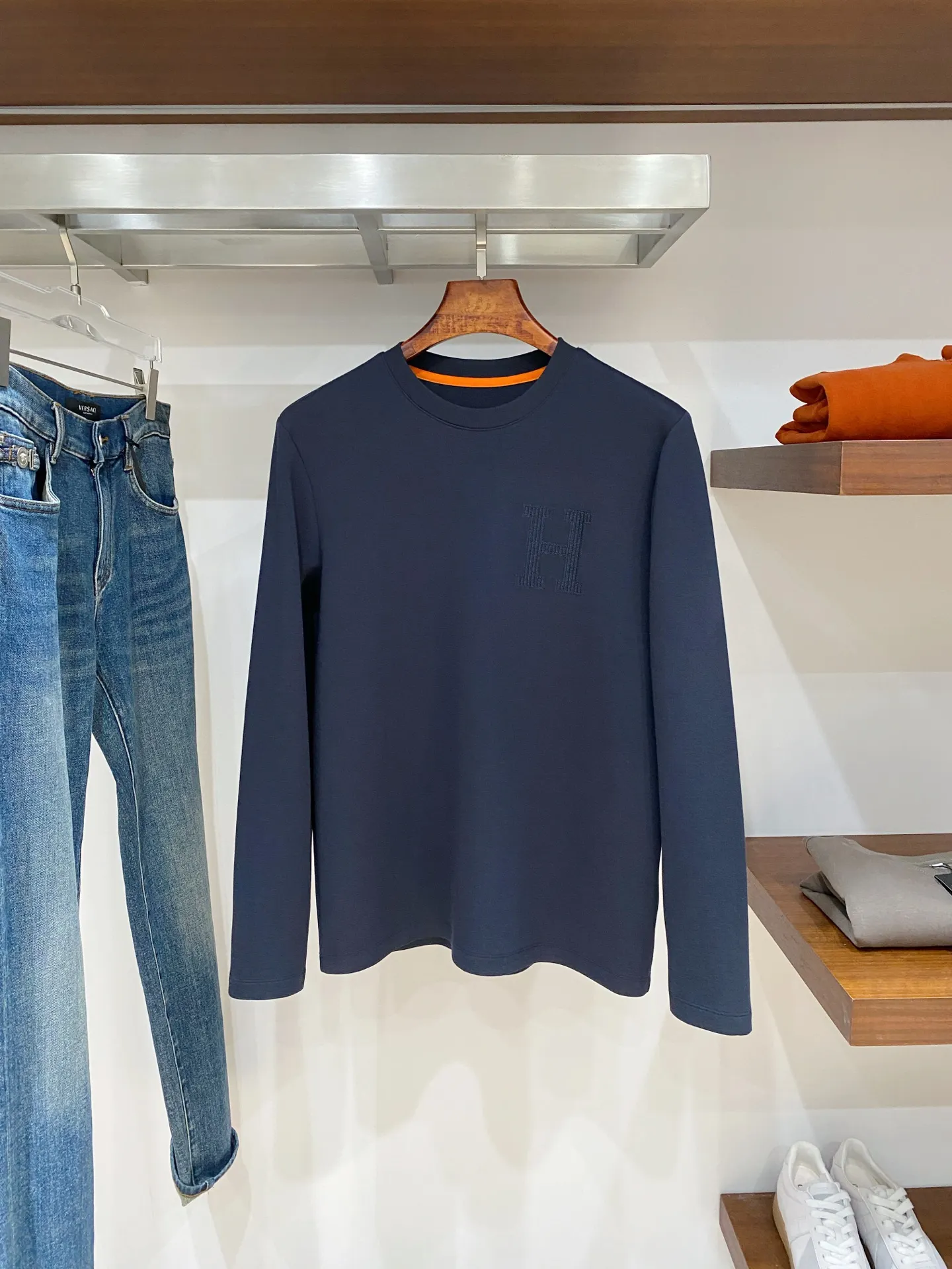 Embroidered Wool-Blend Long-Sleeve T-Shirt D18022796